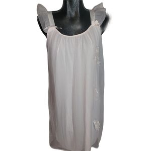Vintage Lady Barbar Pastel Pink Chiffon Babydoll Peignoir M